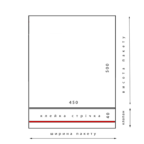 Пакет із клапаном і клейкою стрічкою 450x500/40-3