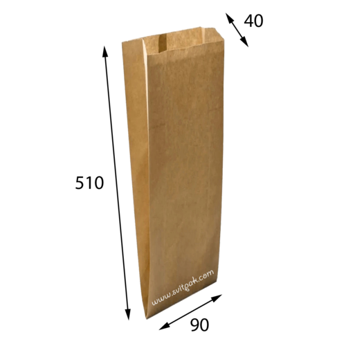 Пакет бумажный САШЕ бурый 90x40x510 багетный-1